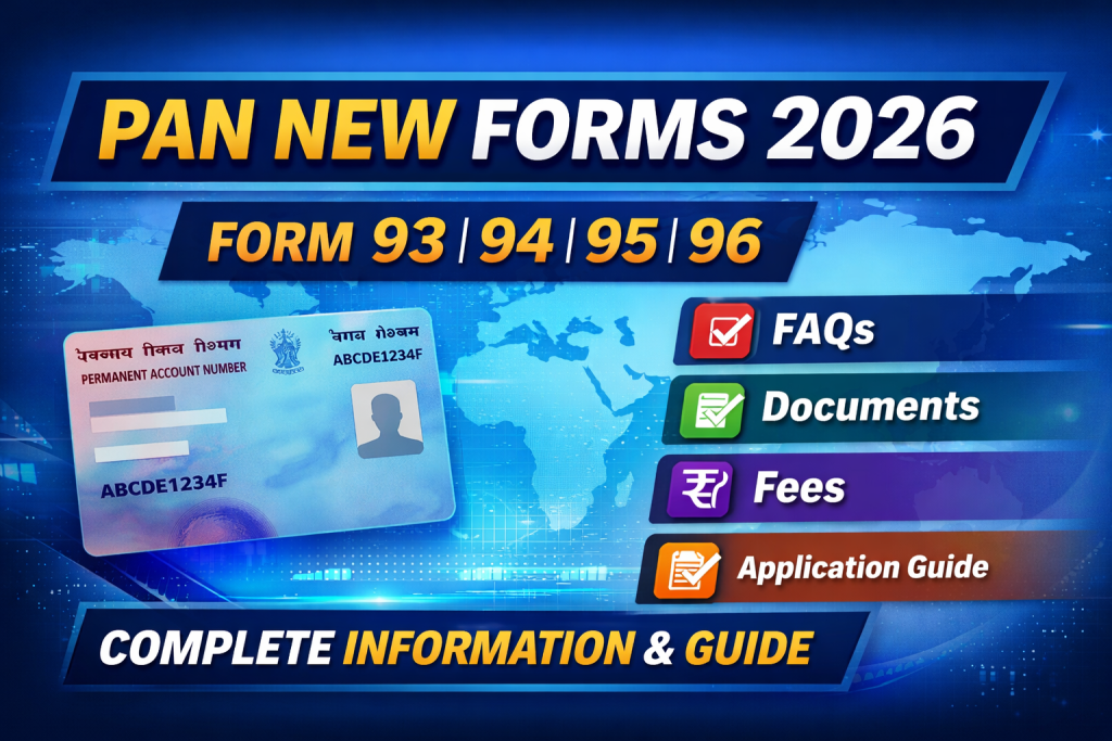 PAN New Forms 2026 (93, 94, 95, 96): Complete FAQs, Documents, Fees & Application Guide
